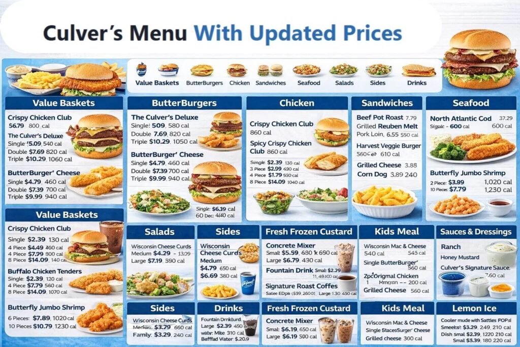 Culver’s Menu With Prices USA | Updated 2026